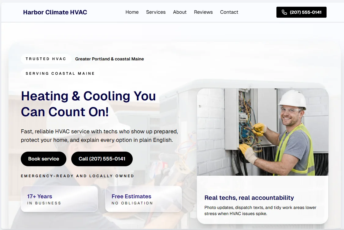 Sample HVAC website built with Tropical Hill